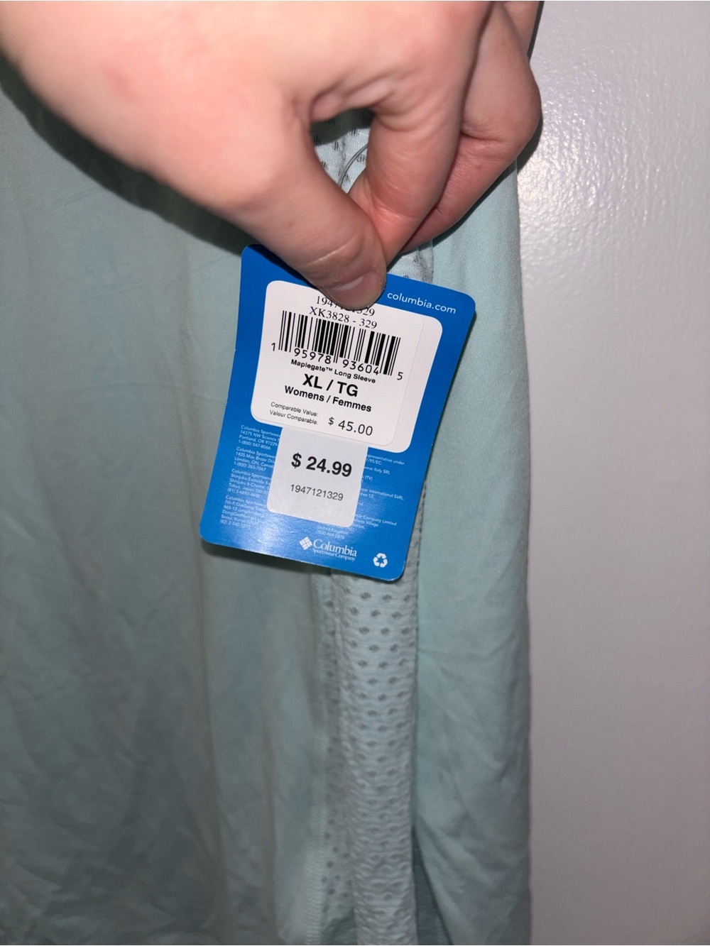 Columbia Mint Green Long Sleeve Shirt - Picture 2 of 9